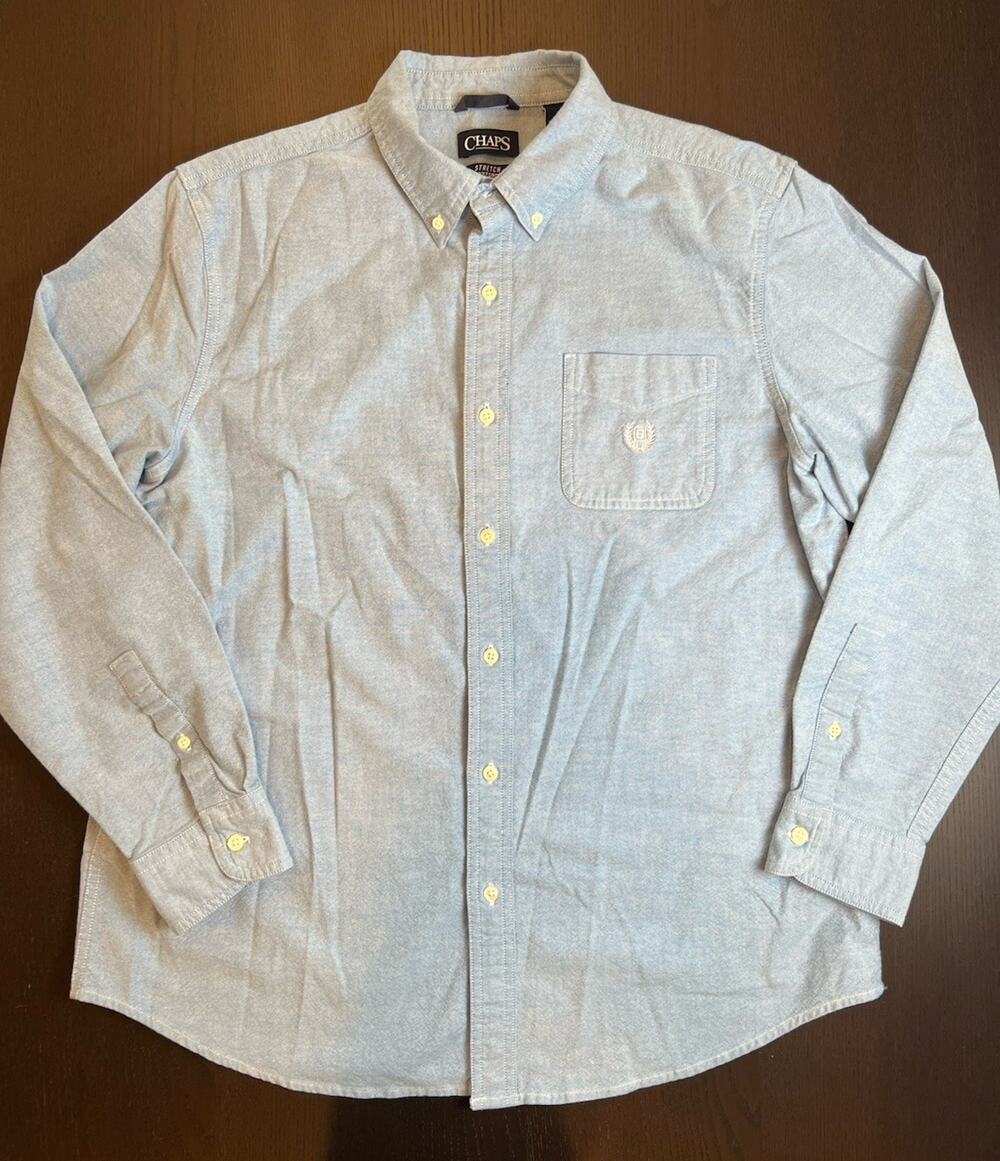 Ralph Lauren Chaps Classic Blue Chambray Oxford Shirt Men’s Large Button Down